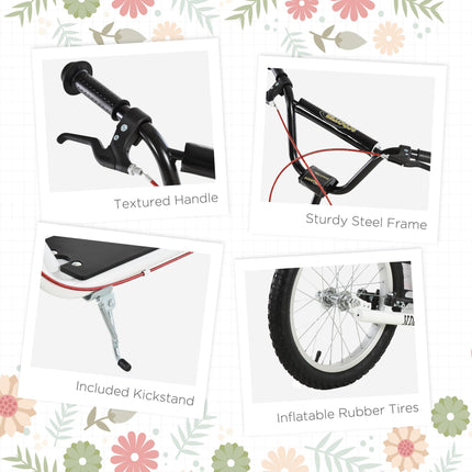 Teen Kids Adjustable Handlebar Stunt Kick Scooter with Dual Brakes 16 Inch Rubber Tyres - White