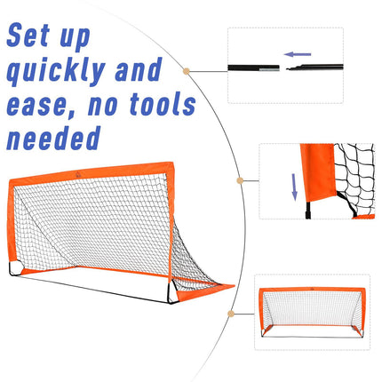 Tetoron Mesh Folding Outdoor Football Goal 183x90x90 cm - Orange