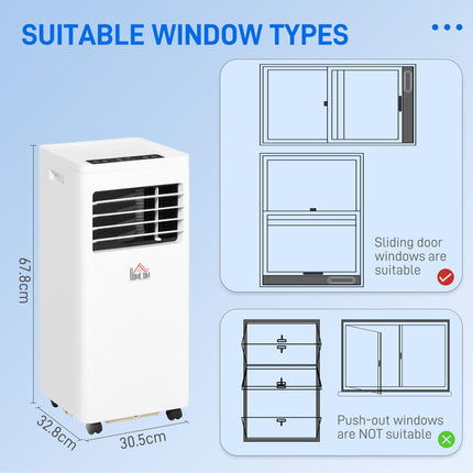 Mobile Air Conditioner 780W Cooling Dehumidifying Ventilating with Remote Control - White