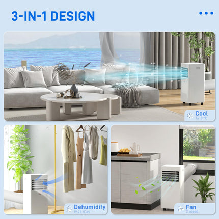 Mobile Air Conditioner 780W Cooling Dehumidifying Ventilating with Remote Control - White