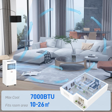 Mobile Air Conditioner 780W Cooling Dehumidifying Ventilating with Remote Control - White