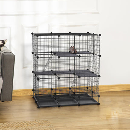 3 Level DIY Pet Playpen Metal Small Animal Cage Rabbit Ferret Chinchillas Cage 4