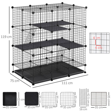 3 Level DIY Pet Playpen Metal Small Animal Cage Rabbit Ferret Chinchillas Cage 4