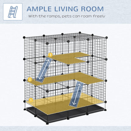 3 Level DIY Pet Playpen Metal Small Animal Cage Rabbit Ferret Chinchillas Cage 4