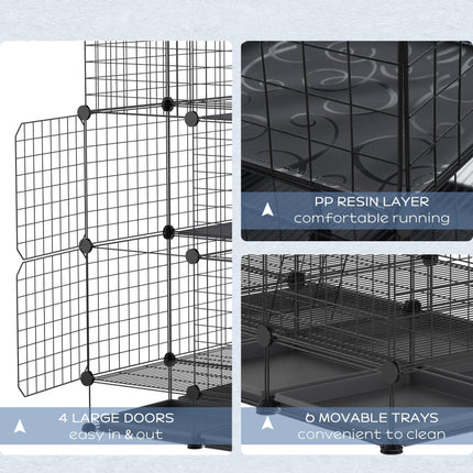 3 Level DIY Pet Playpen Metal Small Animal Cage Rabbit Ferret Chinchillas Cage 4