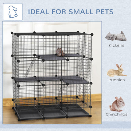 3 Level DIY Pet Playpen Metal Small Animal Cage Rabbit Ferret Chinchillas Cage 4