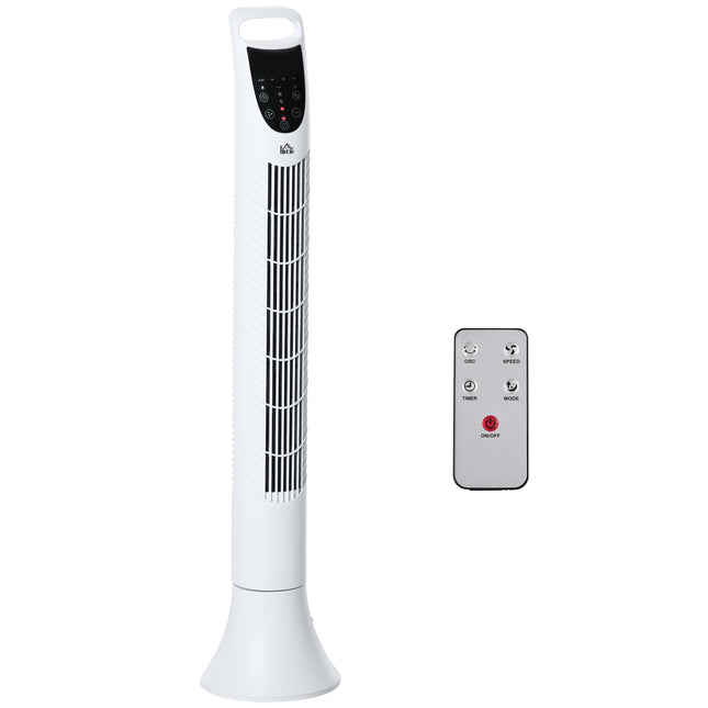 36'' Freestanding Tower Fan with 3 Speeds, 3 Modes, 7.5h Timer, 70° Oscillation & Remote - White