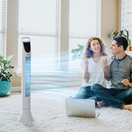 36'' Freestanding Tower Fan with 3 Speeds, 3 Modes, 7.5h Timer, 70° Oscillation & Remote - White