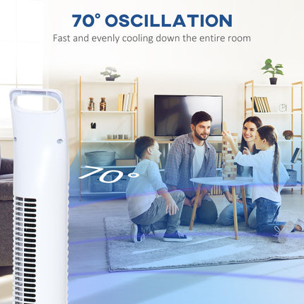 36'' Freestanding Tower Fan with 3 Speeds, 3 Modes, 7.5h Timer, 70° Oscillation & Remote - White