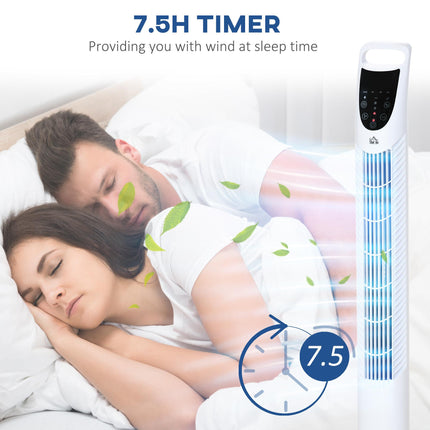 36'' Freestanding Tower Fan with 3 Speeds, 3 Modes, 7.5h Timer, 70° Oscillation & Remote - White