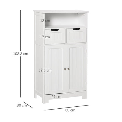 Bathroom Cabinet, Free Standing Bathroom Storage Cabinet with 2 Drawers and Adju
