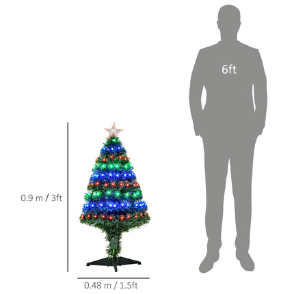 3ft 90cm Fiber Optic Pre-Lit Artificial Christmas Tree - Green