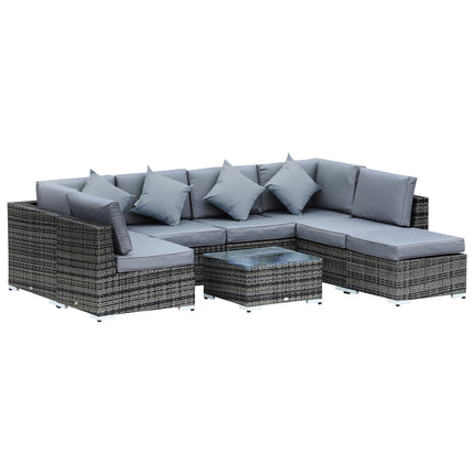 8 Piece Rattan Garden Sofa Set with Aluminium Frame and Coffee Table - Grey