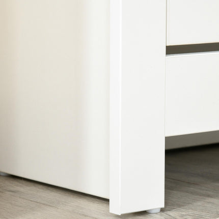 12-Shoe Storage Cabinet with 4 Shelves & 2 Drawers, Protective Legs - White
