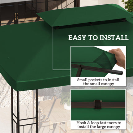 Gazebo Roof Replacement for 3x4m Frames with Two-Tier Design - Green