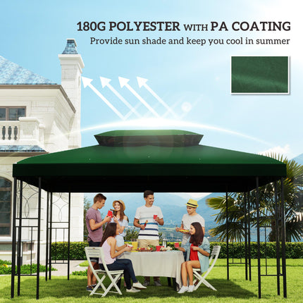 Gazebo Roof Replacement for 3x4m Frames with Two-Tier Design - Green