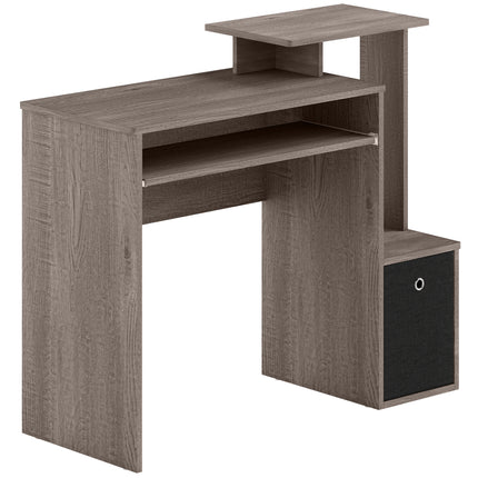 Compact Small Computer Desk with Sliding Keyboard Tray, Storage Drawer & Shelf Workstation - Grey