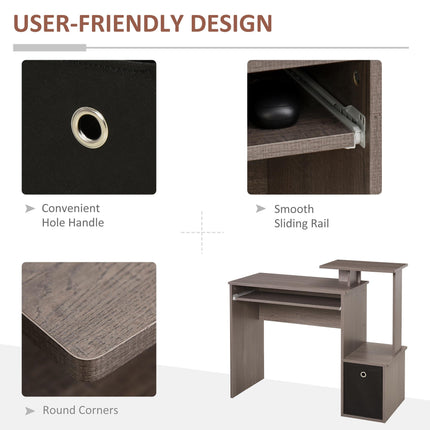 Compact Small Computer Desk with Sliding Keyboard Tray, Storage Drawer & Shelf Workstation - Grey