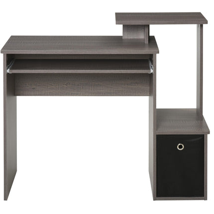 Compact Small Computer Desk with Sliding Keyboard Tray, Storage Drawer & Shelf Workstation - Grey
