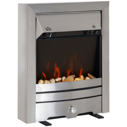 2KW Stainless Steel Electric Fireplace Pebble Burning Effect Heater Fire Flame I