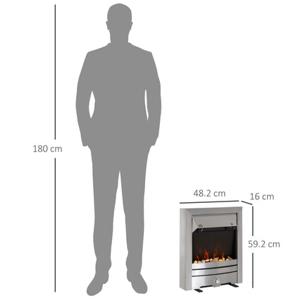 2KW Stainless Steel Electric Fireplace Pebble Burning Effect Heater Fire Flame I