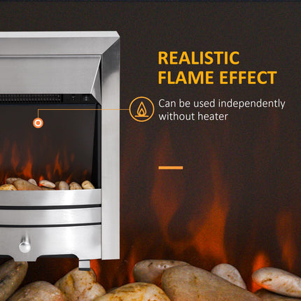 2KW Stainless Steel Electric Fireplace Pebble Burning Effect Heater Fire Flame I