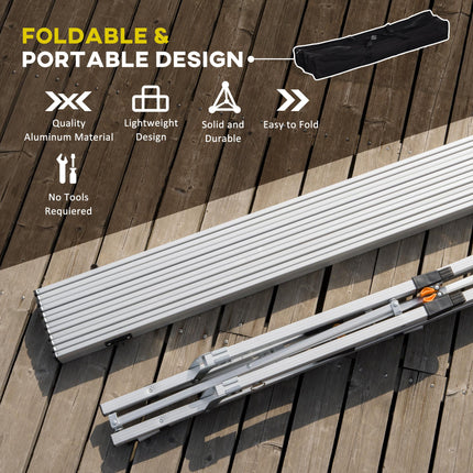 Portable 4ft Folding Aluminium Picnic Table with Carry Bag - Silver