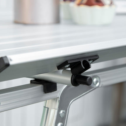 Portable 4ft Folding Aluminium Picnic Table with Carry Bag - Silver