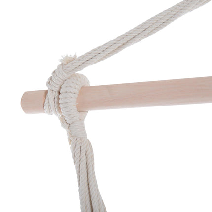 Outdoor Hammock Rope Chair with Cotton Fabric and Wooden Frame - Green