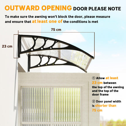 Curved Polycarbonate Door Canopy for Year-Round Weather Protection - Clear