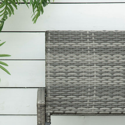 Patio Rattan 2 Seater Garden Bench with Armrests Outdoor Wicker Love Seat - Grey