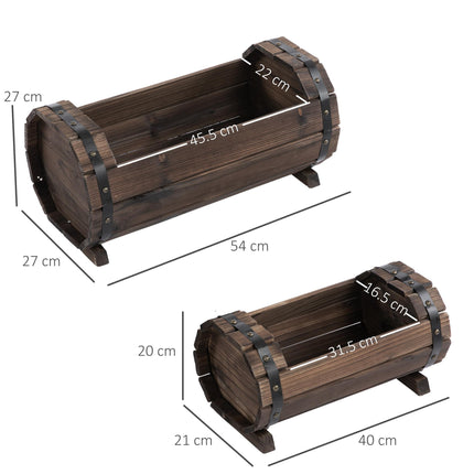 2PC Wooden Planter Box Set for Indoor & Outdoor Plants - Carbonized Color