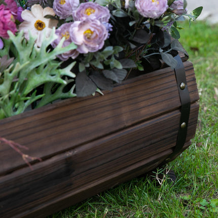 2PC Wooden Planter Box Set for Indoor & Outdoor Plants - Carbonized Color