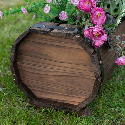 2PC Wooden Planter Box Set for Indoor & Outdoor Plants - Carbonized Color