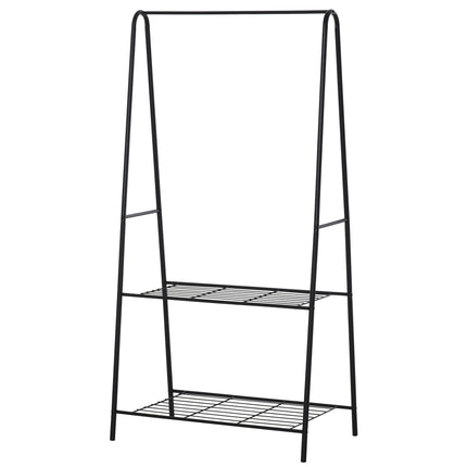 Metal Clothes Rack with 2-Tier Shoe Shelves A-Frame 77x45x153cm - Black