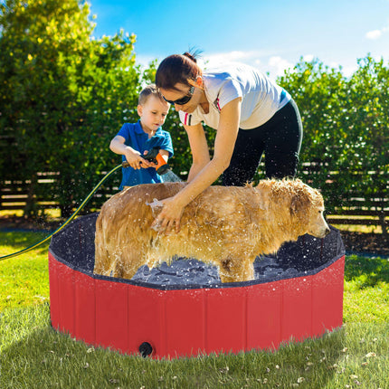 Foldable Pet Swimming Pool 120 cm Diameter - Red