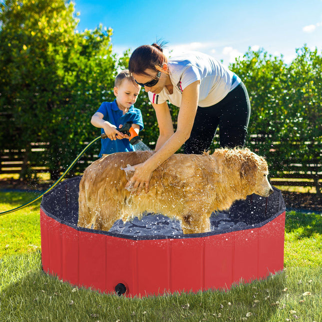 Foldable Pet Swimming Pool 120 cm Diameter - Red