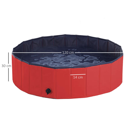 Foldable Pet Swimming Pool 120 cm Diameter - Red