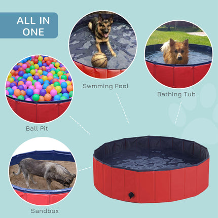 Foldable Pet Swimming Pool 120 cm Diameter - Red