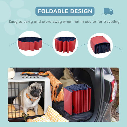 Foldable Pet Swimming Pool 120 cm Diameter - Red