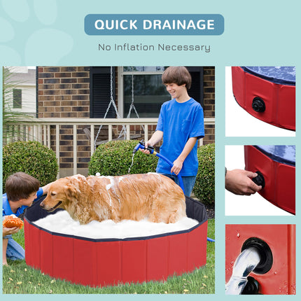 Foldable Pet Swimming Pool 120 cm Diameter - Red