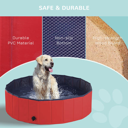 Foldable Pet Swimming Pool 120 cm Diameter - Red