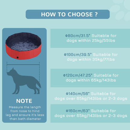 Foldable Pet Swimming Pool 120 cm Diameter - Red