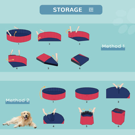 Foldable Pet Swimming Pool 120 cm Diameter - Red