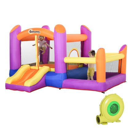 Kids 3-in-1 Inflatable Bouncy Castle Trampoline Slide Water Pool with Blower 2.8x2.5x1.7m - Multi-color