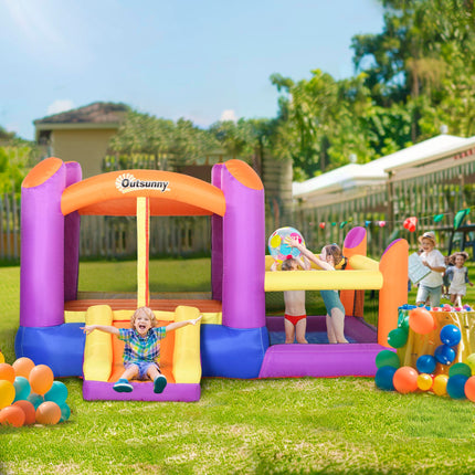 Kids 3-in-1 Inflatable Bouncy Castle Trampoline Slide Water Pool with Blower 2.8x2.5x1.7m - Multi-color