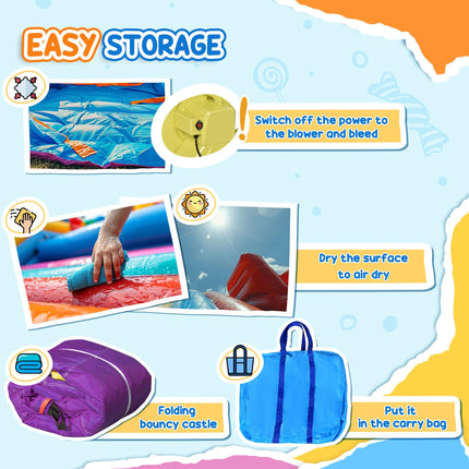 Kids 3-in-1 Inflatable Bouncy Castle Trampoline Slide Water Pool with Blower 2.8x2.5x1.7m - Multi-color