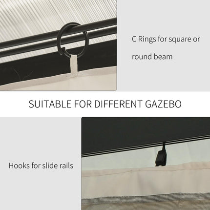 Universal 3x4m Gazebo Sidewalls Set of 4 with Privacy Panels - Beige