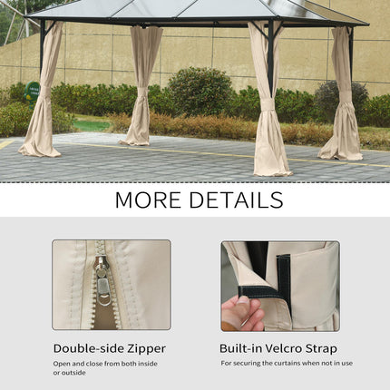 Universal 3x4m Gazebo Sidewalls Set of 4 with Privacy Panels - Beige