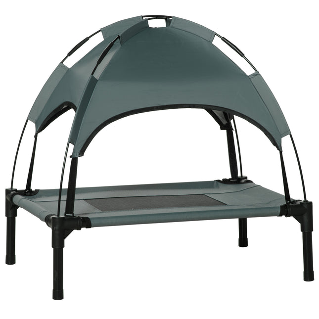 Waterproof Elevated Dog Bed with Breathable Mesh UV Canopy for Small Dogs 61x46x62cm - Grey